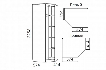 Шкаф угловой НМ 013.04-02 М "Фанк"